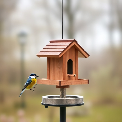 Traditional wooden bird feeder with base