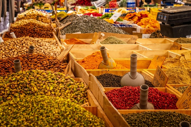 Variety of bird seed in bowls