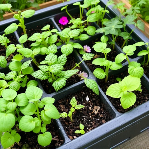 Variety of seeds in garden tray