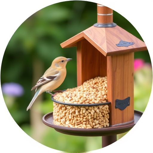 Wheat-free bird seed in garden feeder
