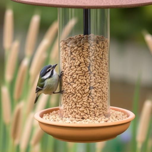 Wheat-free bird seed in garden feeder