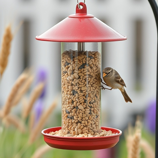 Wheat-free bird seed in garden feeder