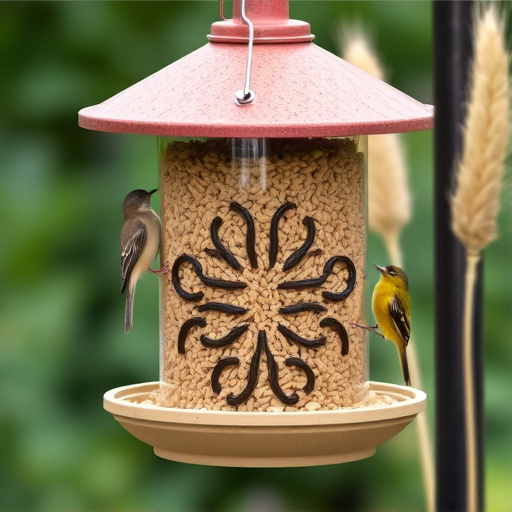 Wheat-free bird seed in garden feeder
