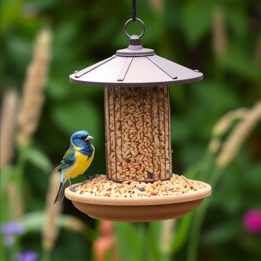 Wheat-free bird seed in garden feeder