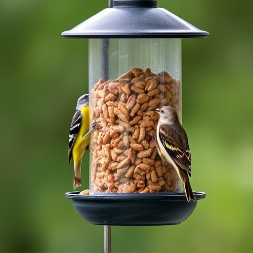 Wheat-free wild bird food in feeder