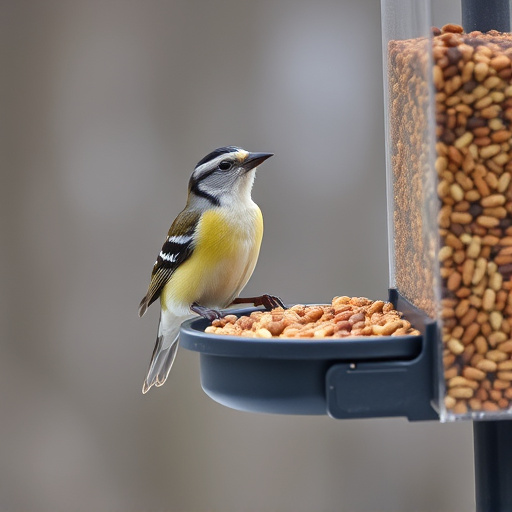 Wheat-free wild bird food in feeder