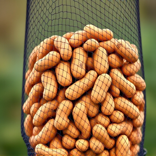 Whole peanuts in mesh bird feeder