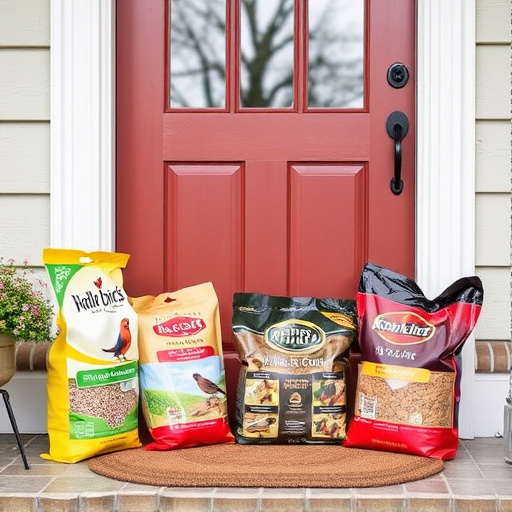 Wild bird food package at front door