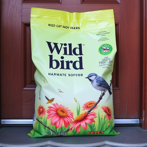 Wild bird food package at front door