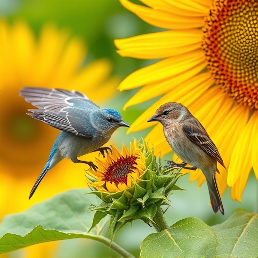 Wild birds eating sunflower hearts