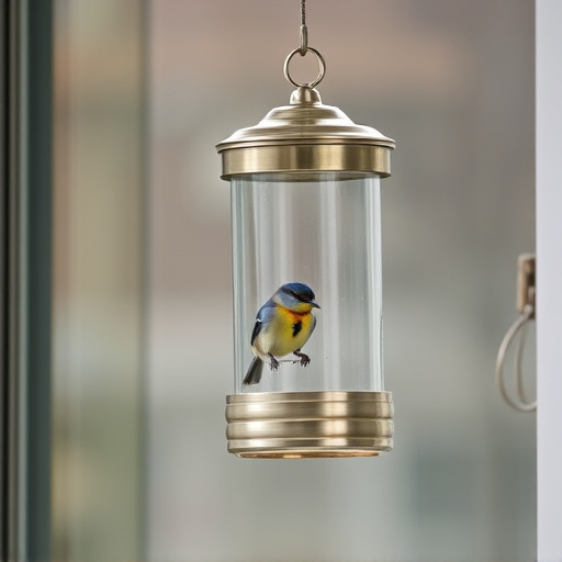 Window bird feeder attached to glass