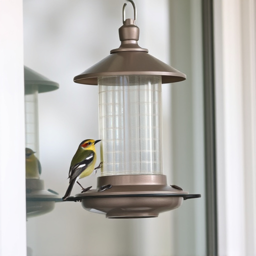 Window bird feeder attached to glass