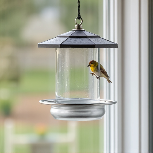 Window bird feeder attached to glass