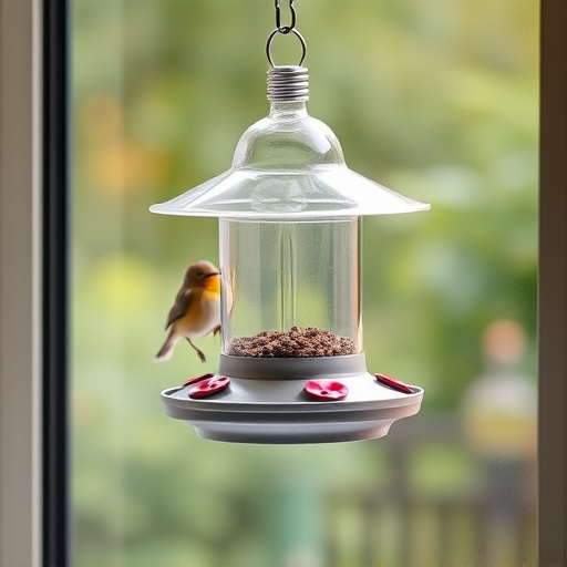 Window bird feeder attached to glass
