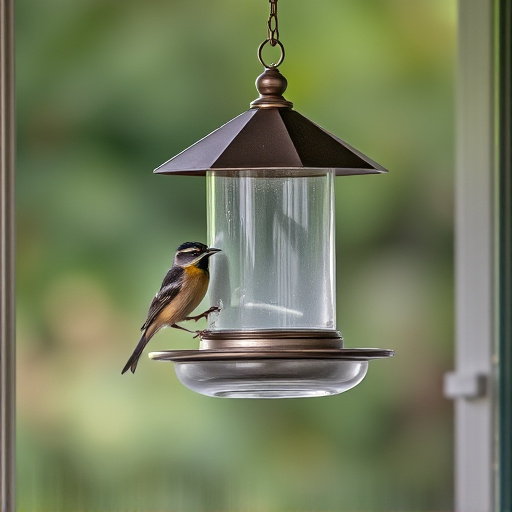 Window bird feeder attached to glass