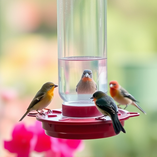 Window feeder attracting garden birds