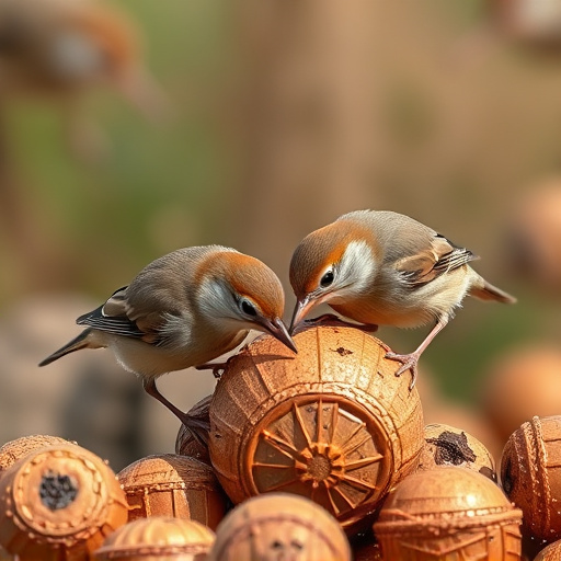 Wrens feeding on fat balls