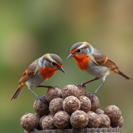Wrens feeding on fat balls