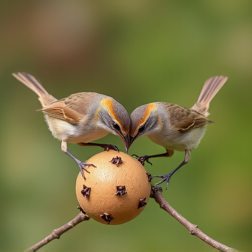 Wrens feeding on fat balls