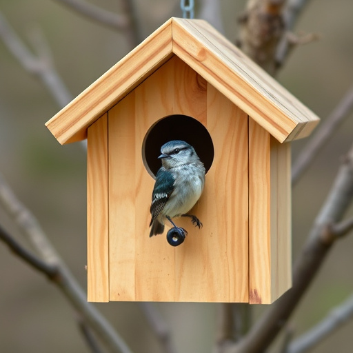 Bird box attached to fence post