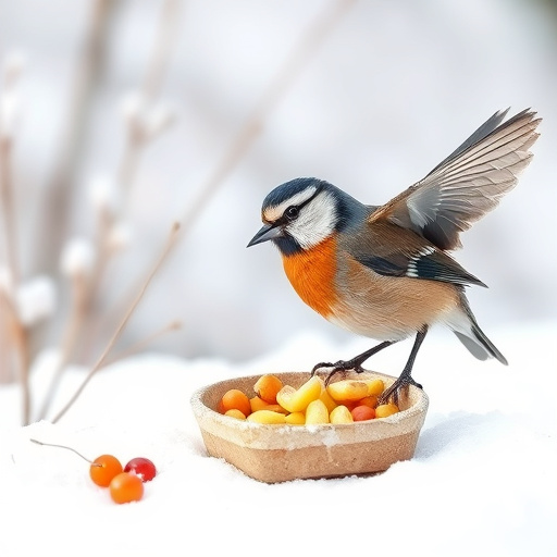 Bird eating peanuts from feeder