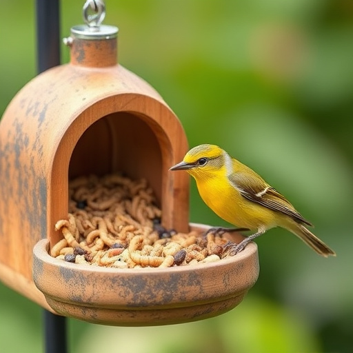 Bird feeder filled with mealworms only
