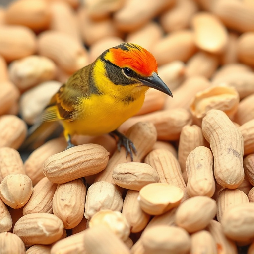 Bird feeder filled with peanuts outdoors