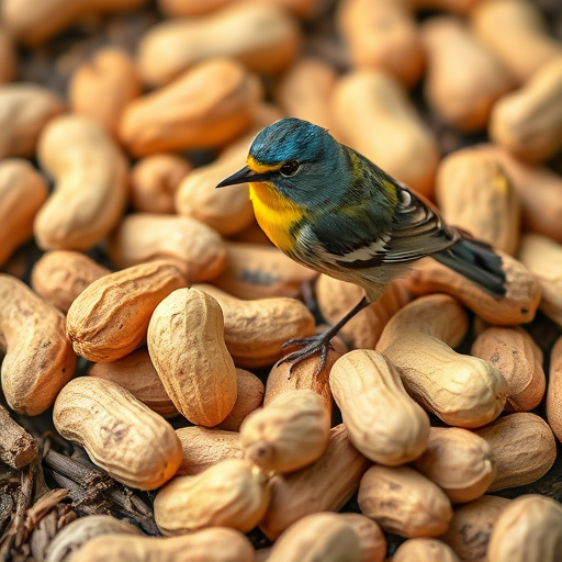 Bird feeder filled with peanuts outdoors