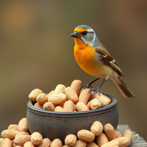 Bird feeder filled with peanuts outdoors