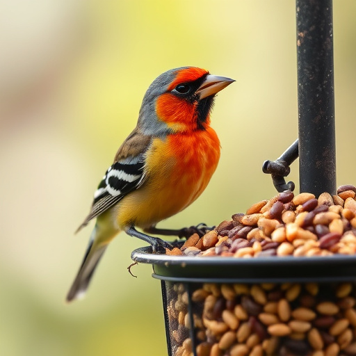 Bird feeder filled with seed mix