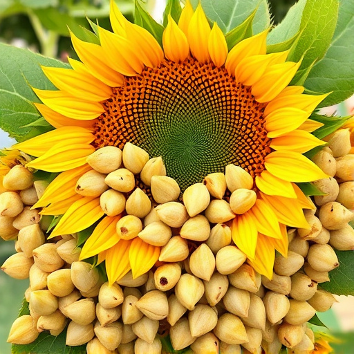 Bird feeder filled with sunflower hearts