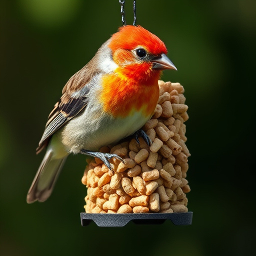 Bird feeding station stocked with suet pellets