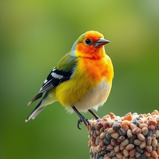 Bird feeding station stocked with suet pellets