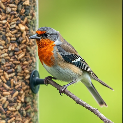 Bird feeding station surrounded by greenery