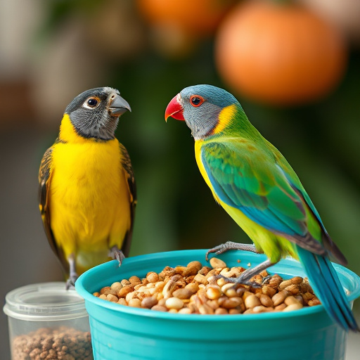 Bird food delivery with feathers on box