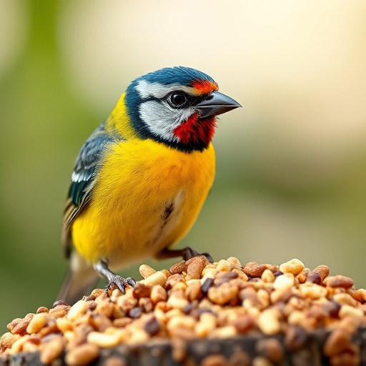 Bird food packets with price labels