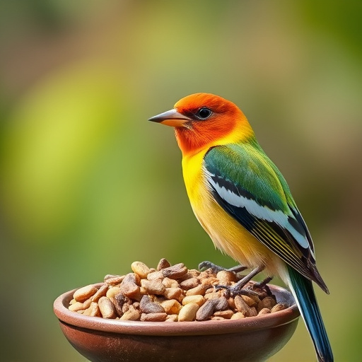 Bird food packets with price labels