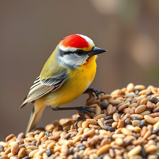 Bird food packets with price labels