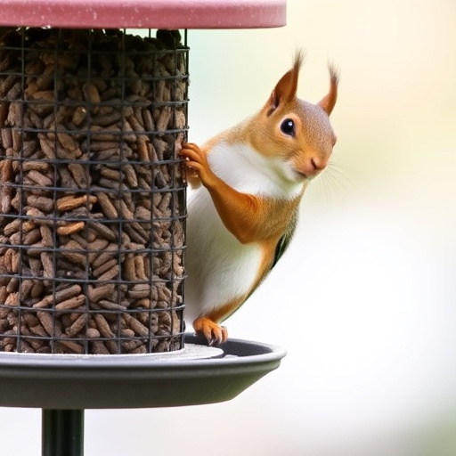Bird perched on feeder in garden