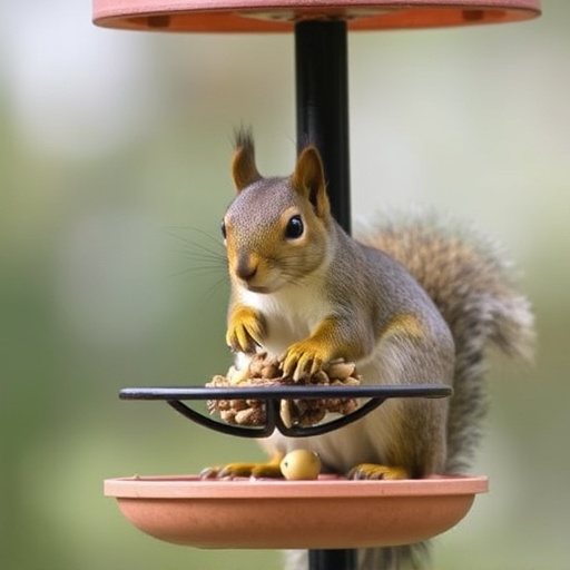 Bird perched on feeder in garden