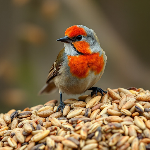Bird seed being poured from sack
