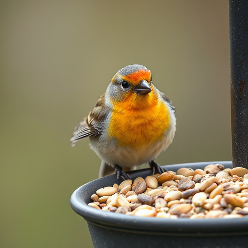 Bird seed being poured from sack