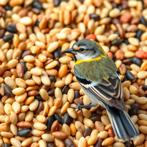 Bird seed being poured from sack