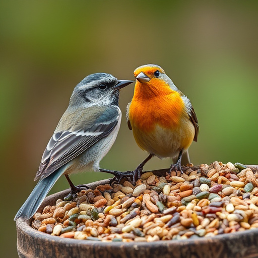 Bird seed pile with natural textures