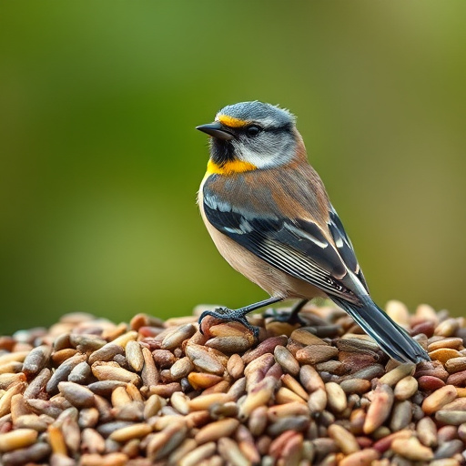 Bird seed scattered on feeder tray