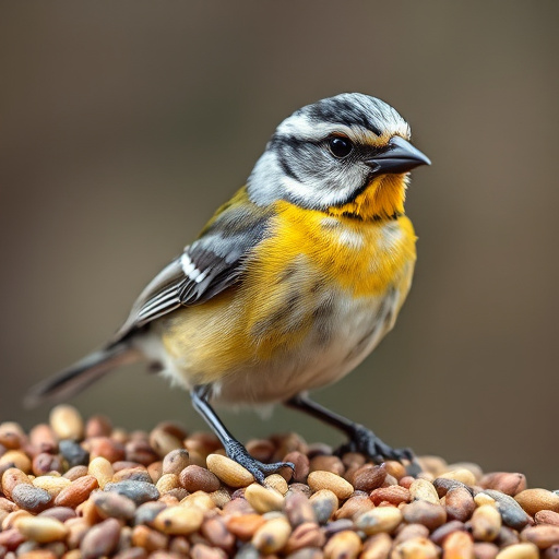 Bird seed scattered on feeder tray