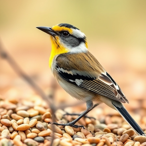 Bird seed scattered on feeder tray