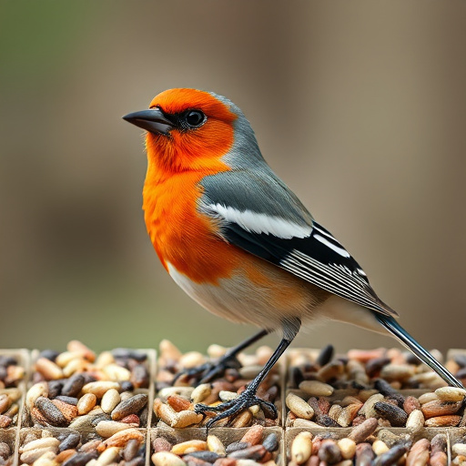 Bird seed scattered on feeder tray
