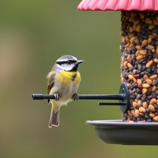Bird seed scattered on feeder tray