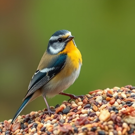 Bird seed scattered on feeder tray